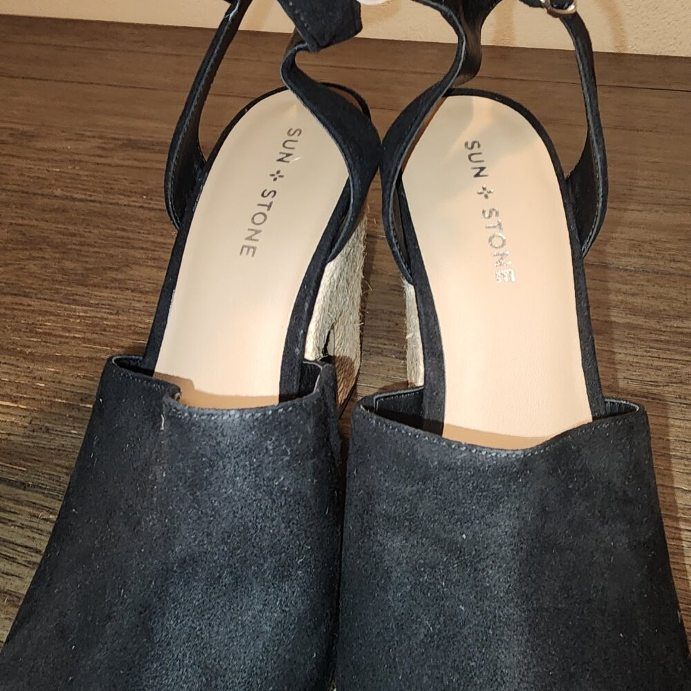 SUN STONE FEY ESPADRILLE DRESS SANDALS NWOT BLACK 10M - Picture 3 of 13